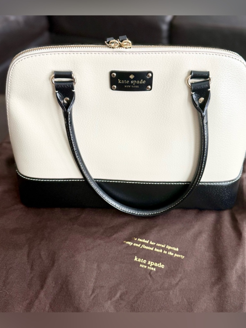 Kate Spade two-Tone White and Black Dome Satchel